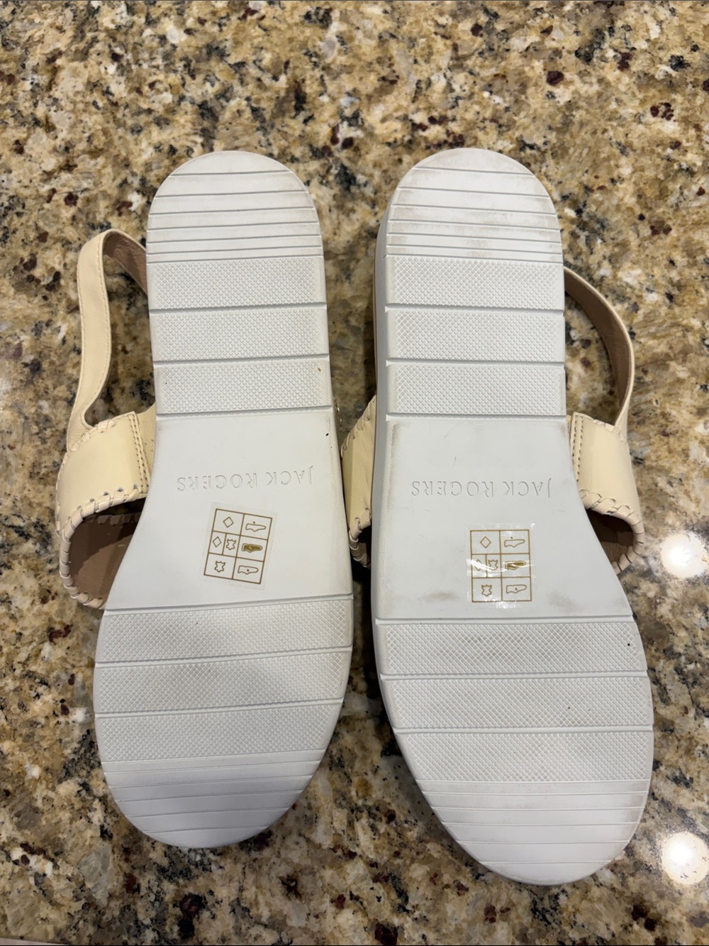 New Jack Rogers Cream Leather Iconic Whipstitch Slingback Sandals | Size 9 - Picture 3 of 7